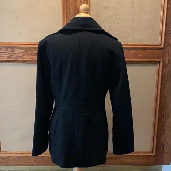 Michael Kors Heavy Wool Double breasted pea coat jacket, Black - Picture 5 of 8